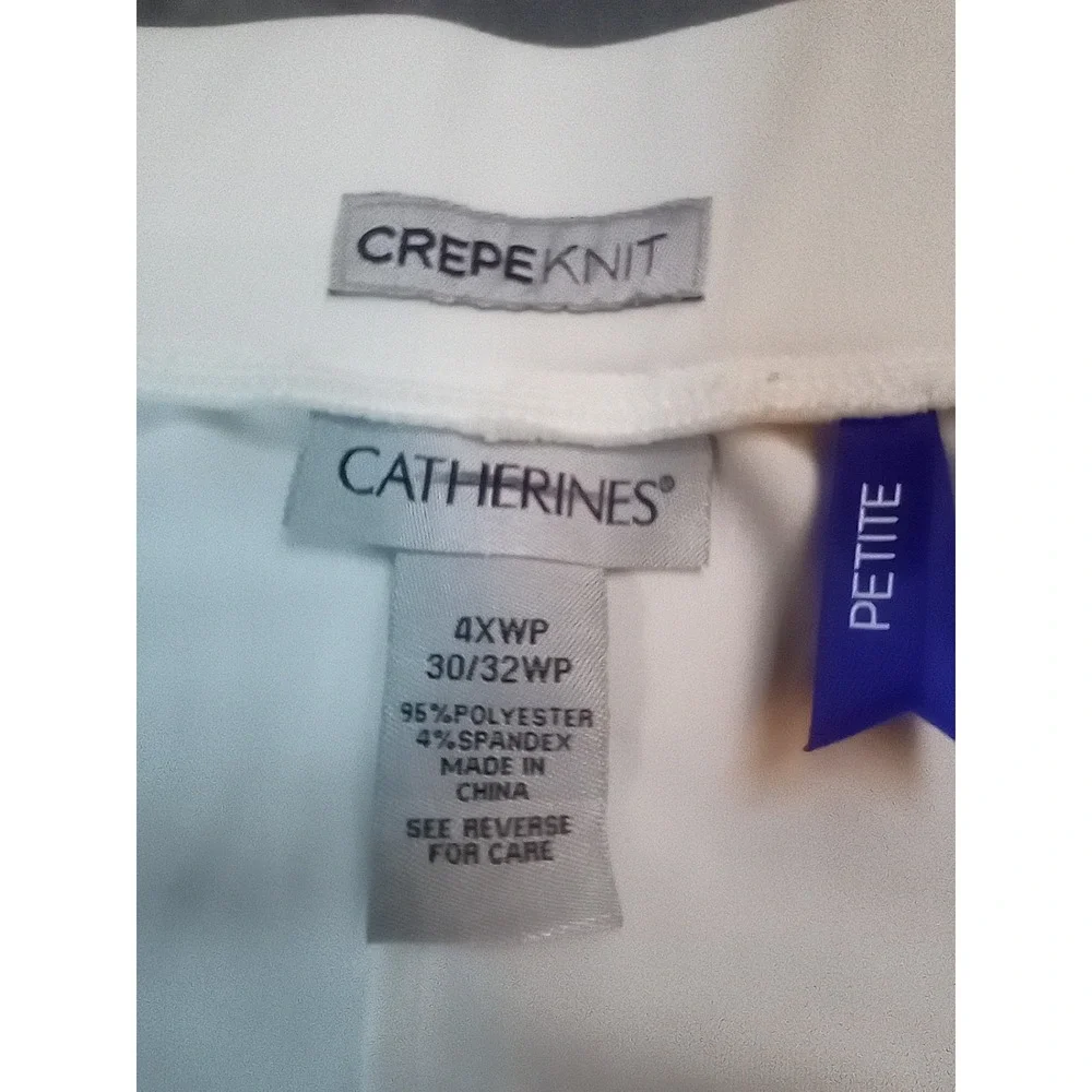 Catherines Crepe Knit Dress Pants 30/32 WP 4XWP White Pull On Ponte Stretch Crop